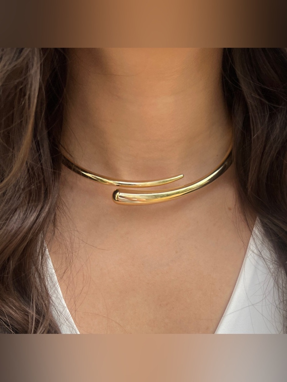 Jennifer Miller Open Cuff Necklace Gold Tone Choker